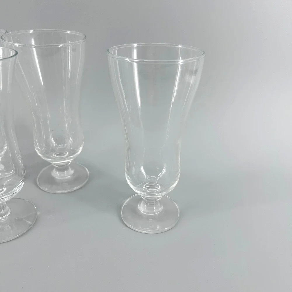 Vintage Clear Glass Hurricane Footed Tulip Cocktail Glasses Set of 8 Retro 6.5